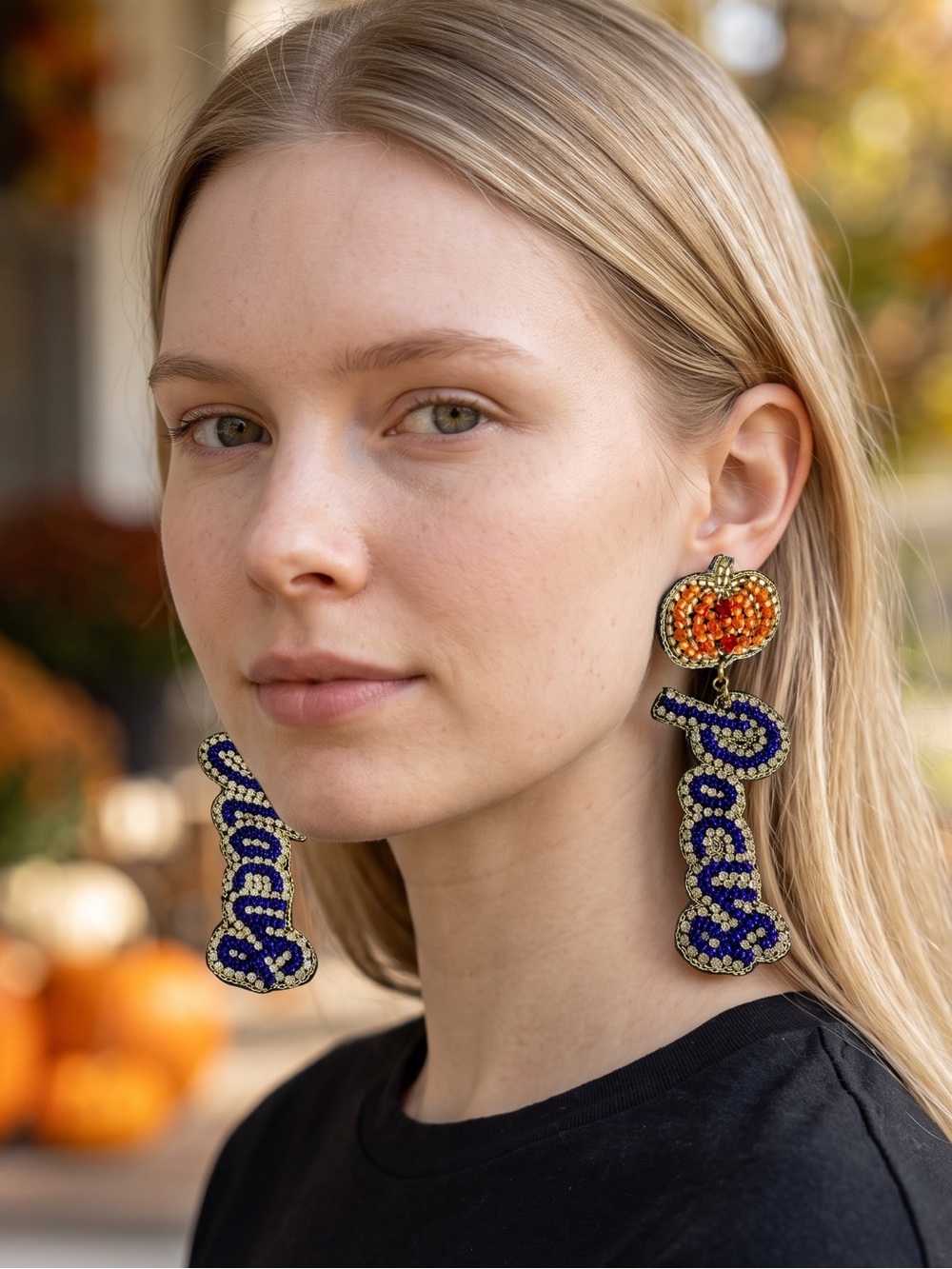 ‘Hocus Pocus’ Halloween Pumpkin Statement Drop Earrings NWT